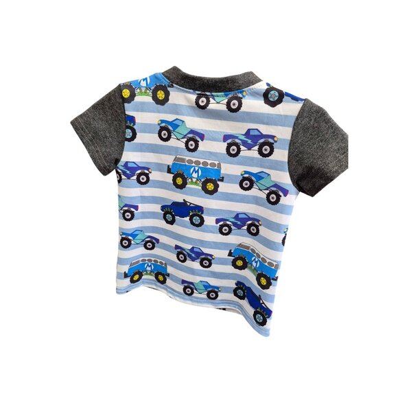 Baby Boys Monster Truck Striped T-Shirt 3-6M By Mini Threads 93% Polyester & 7% - Picture 5 of 5